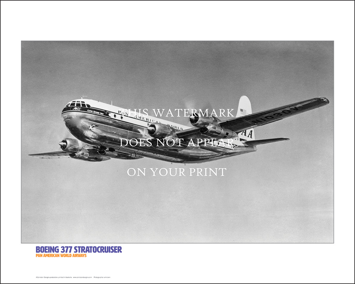 Pan Am Boeing 377 Stratocruiser Art Print – 1950s Aerial – 20\