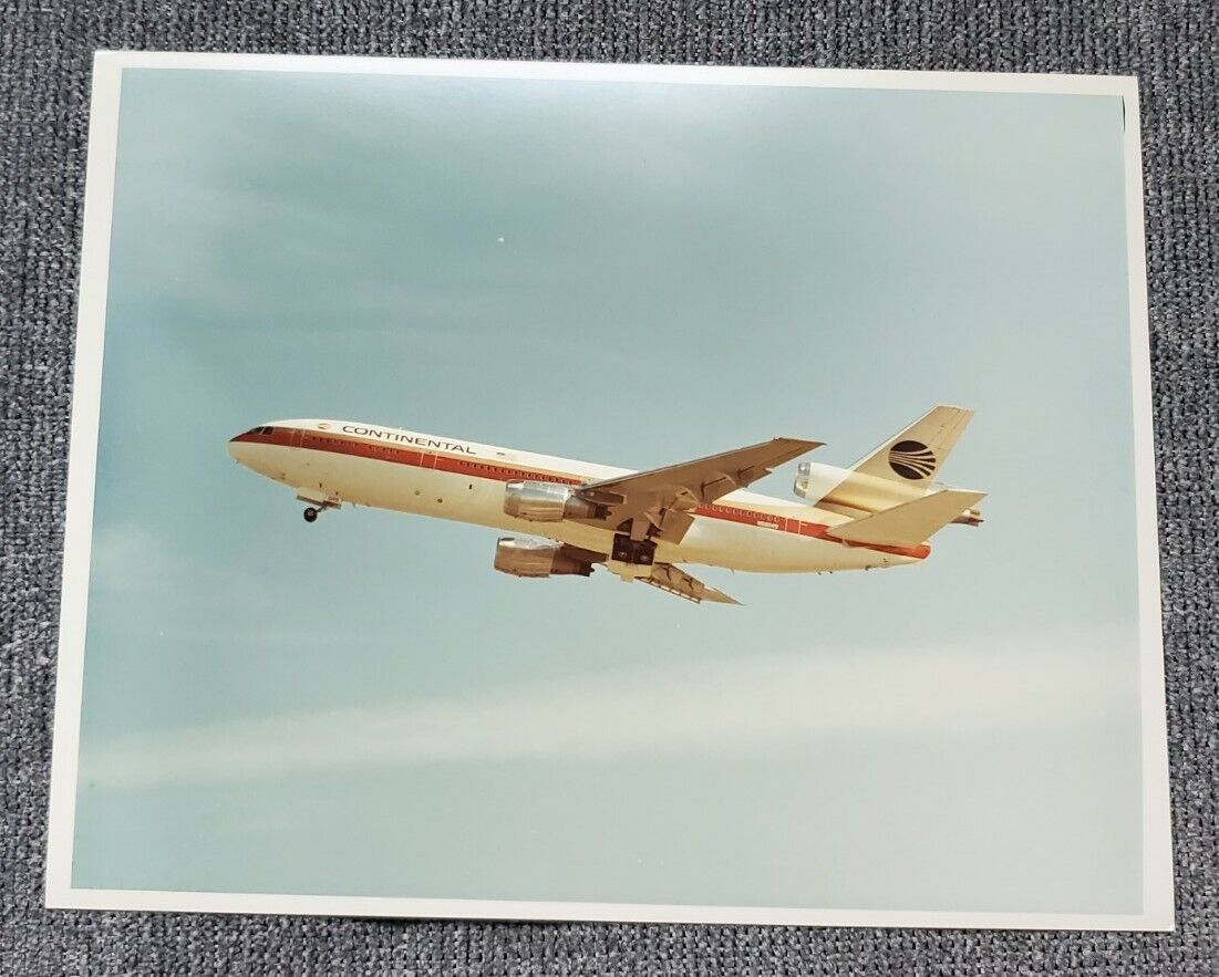 Continental Airlines DC-10 Photo 8×10 Color Black Meatball Vtg InFlight takeoff