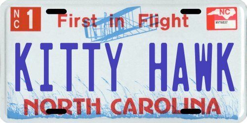 Kitty Hawk The Wright Brothers Airplane North Carolina Aluminum License Plate 