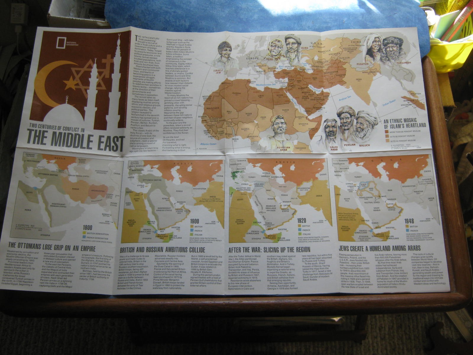 THE MIDDLE EAST MAP + MIDEAST IN TURMOIL National Geographic September 1980