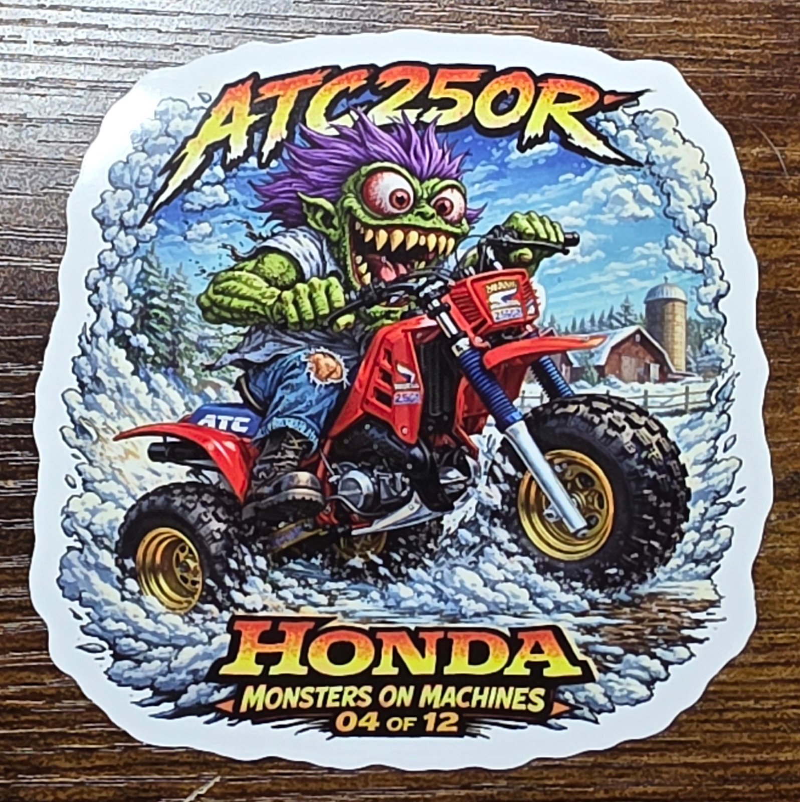1986 Honda ATC250R 9x9cm Durable Die-Cut Vinyl Sticker Number 04 of 12