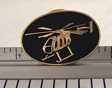 MD 600 N Helicopter Gold Plated Black Fill Oval Lapel Pin New Old Stock picture