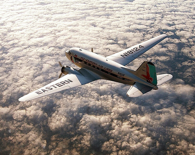 EASTERN AIR LINES DOUGLAS DC-3 IN FLIGHT 8x10 GLOSSY PHOTO PRINT