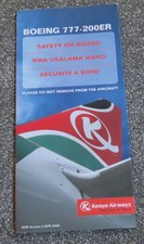 Kenya Airways Boeing 777 200ER Airline Safety Card 2008 picture
