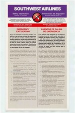 Southwest Airlines Boeing 737 Safety Instructions Card 2000 picture