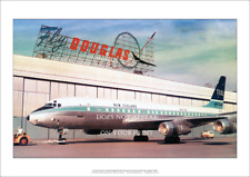TEAL Douglas DC-8 A2 Art Print – Douglas Factory 1965 – 59 x 42 cm Poster picture