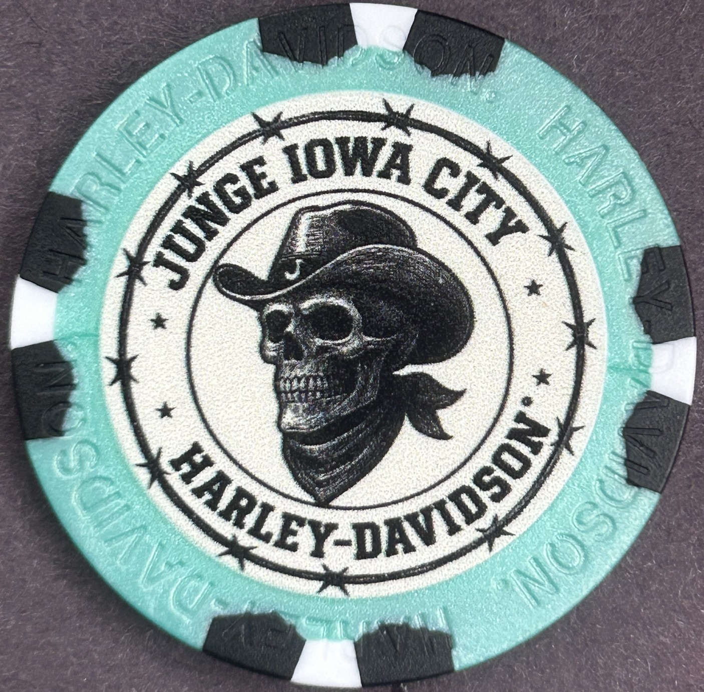 Harley Davidson Wide Print Poker Chip  Junge Iowa City HD in Coralville, Iowa