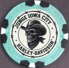 Harley Davidson Wide Print Poker Chip Junge Iowa City HD in Coralville, Iowa picture