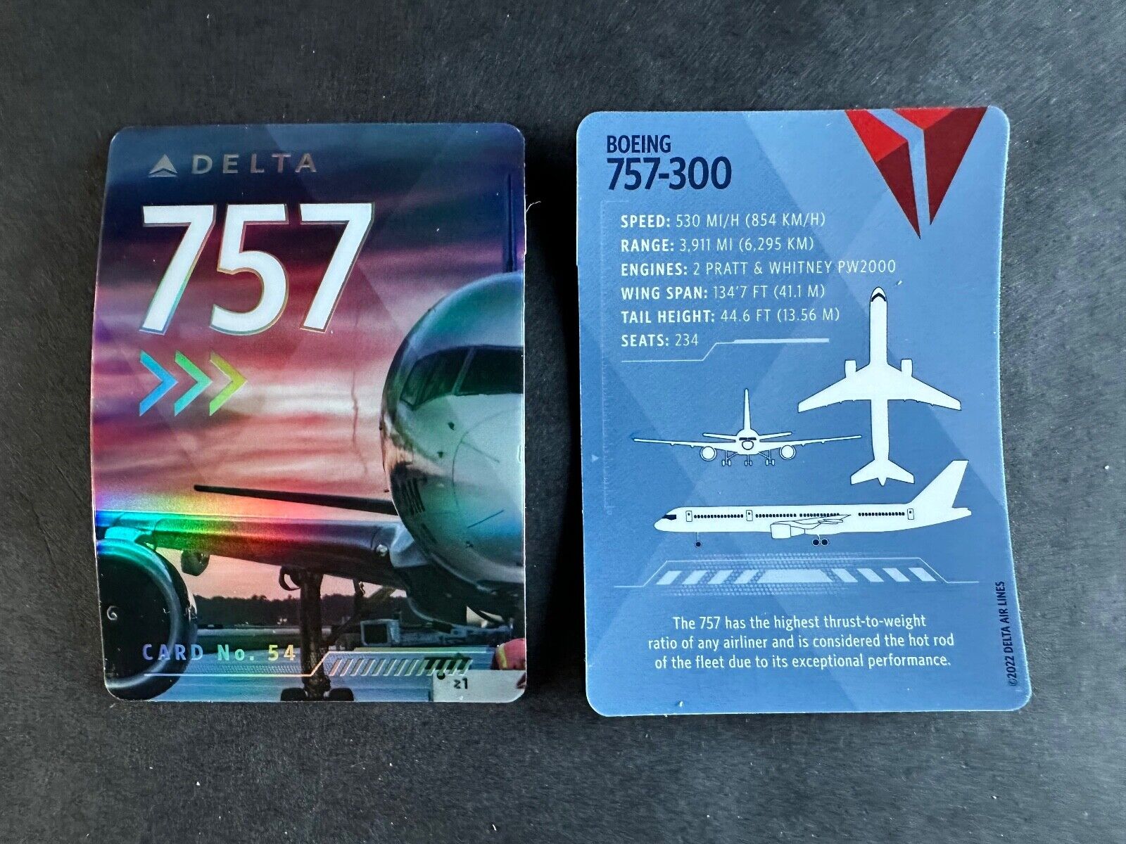 Delta Airlines trading card Boeing 757-300 No 54 2022 New