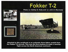 Fokker T-2 Authentic Flown Fabric swatch on a Beautiful Certificate picture