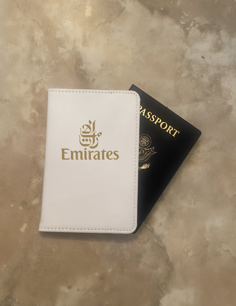 Emirates Airlines Gold Logo Passport Wallet UAE Tourist Card Document Holders