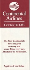 Continental Airlines timetable 1983/10/30 picture