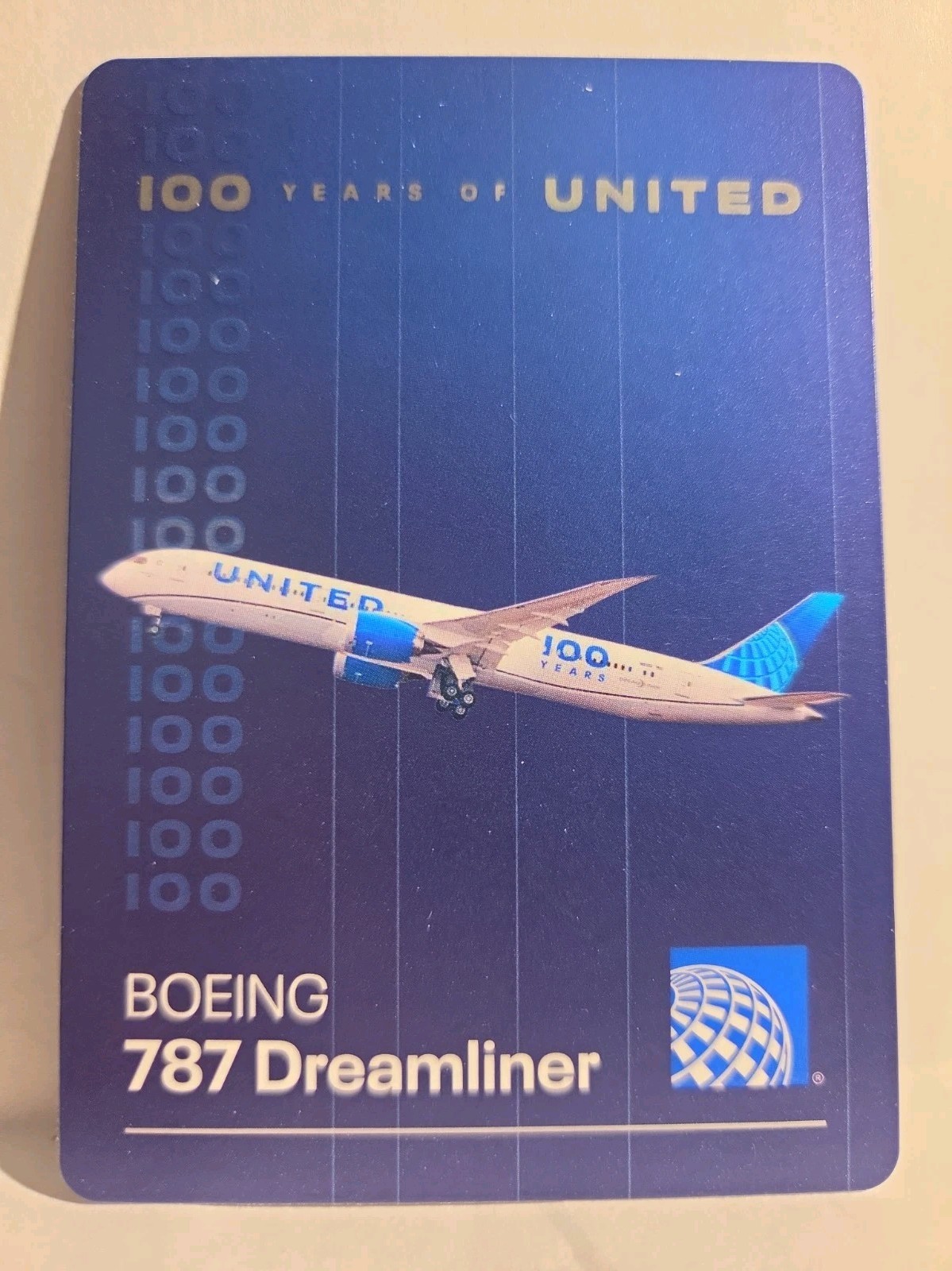 United Airlines Boeing 787-9 Dreamliner 100 Years of United Trading Card United Airlines Boeing 787-9 Dreamliner 100 Years of United Trading Card
