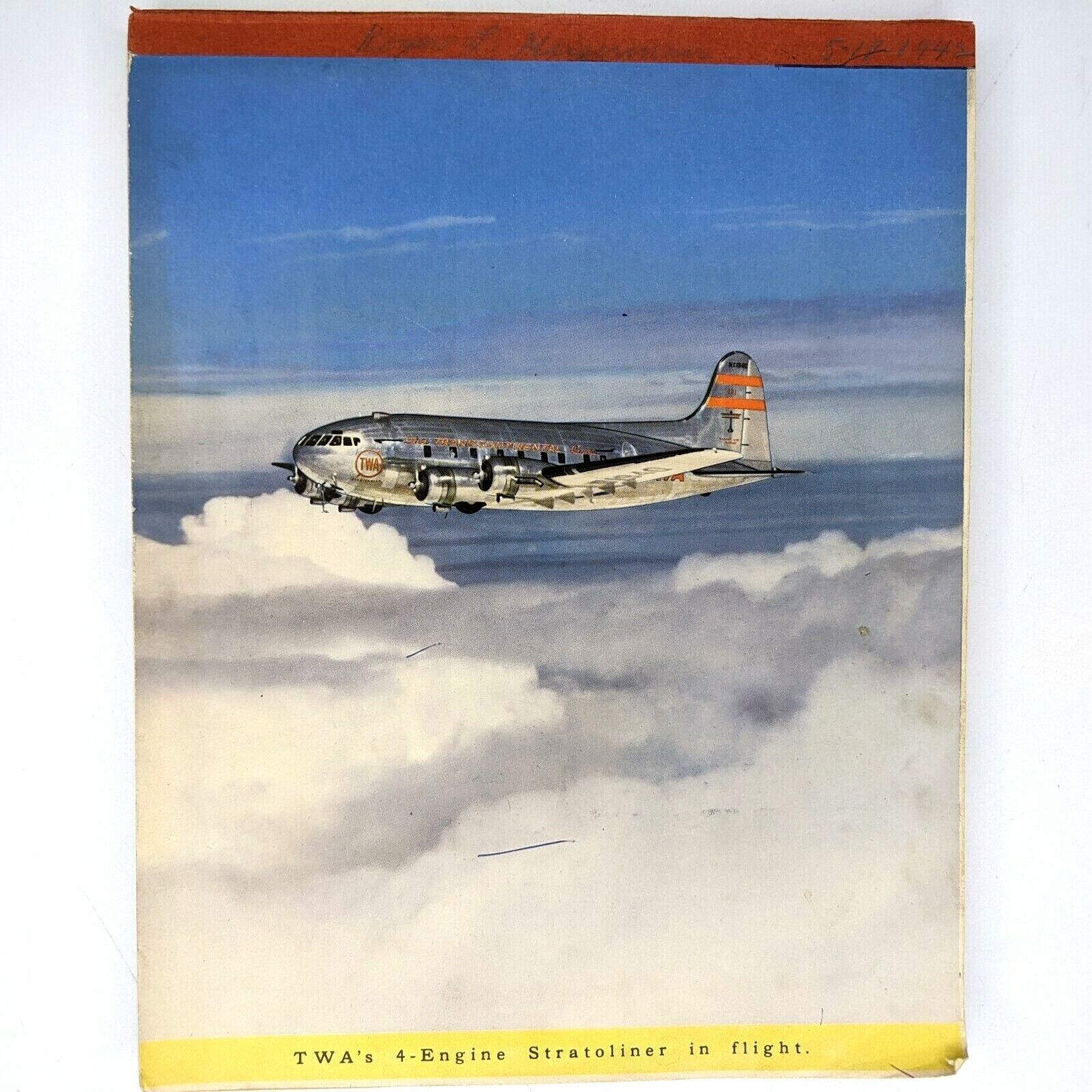 1942 Transcontinental Western Air Boeing 307 Stratoliner Advertising Notebook 3S