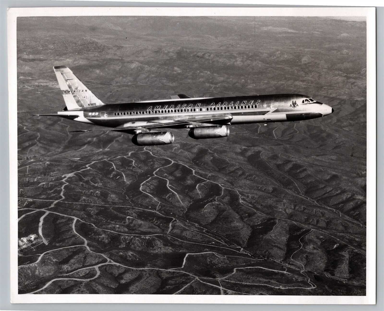 American Airlines 990 Astrojet Issued Aviation Airplane 1960s B&W Press Photo C1
