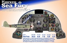 HAWKER SEA FURY COCKPIT instrument panel CDkit picture