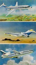 Delta Airlines Vintage Postcard Douglas DC-9-32, Boeing 727-232, Lockheed L-1011 picture