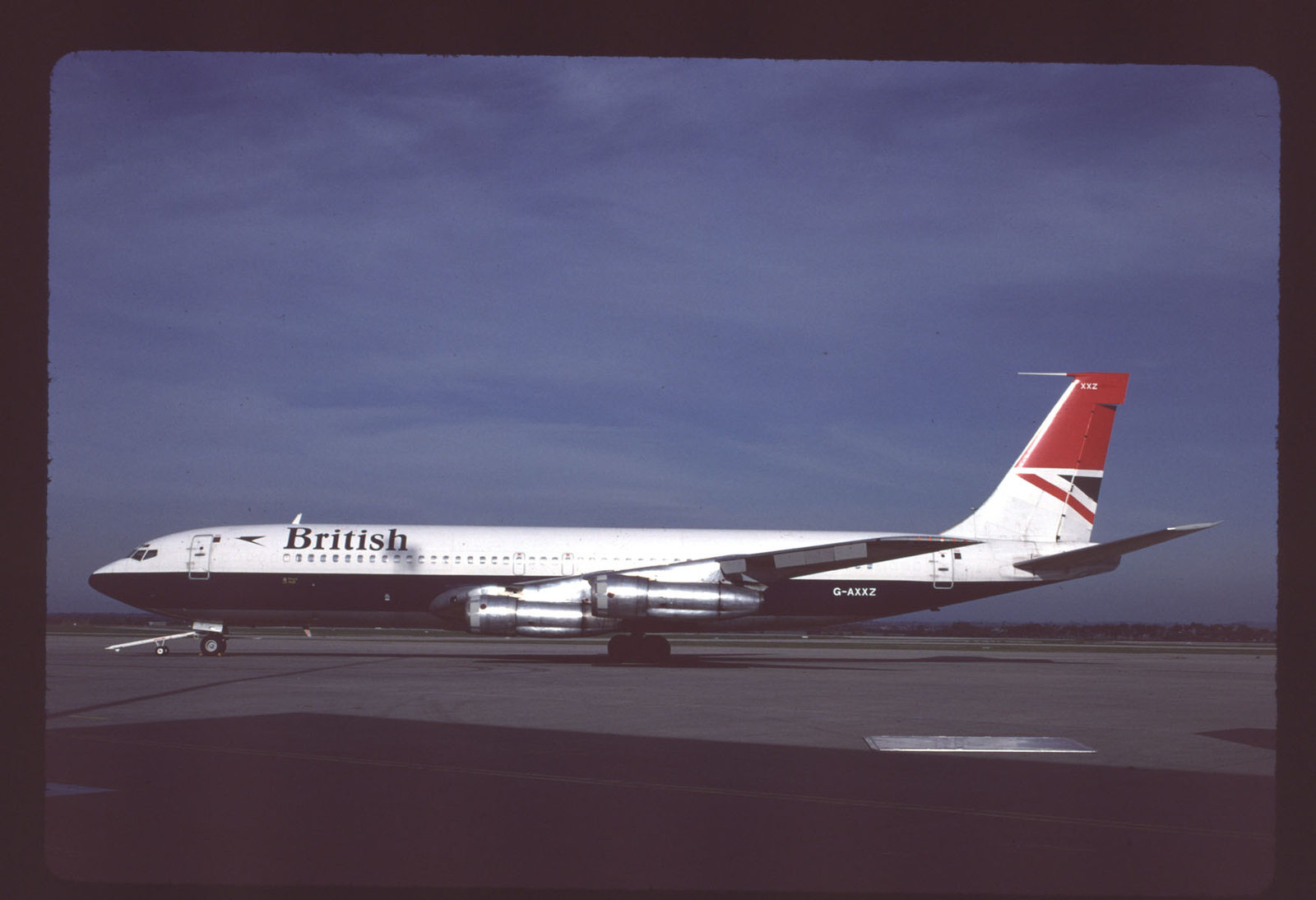 Orig 35mm airline slide British Airways 707-336B G-AXXZ
