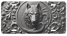 Metal Wolf Head License Plate - 6x12