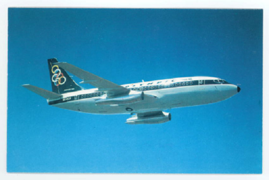 Olympic Airways Postcard - Vintage 1960's Boeing 737-200 Jet Air Airplane Card