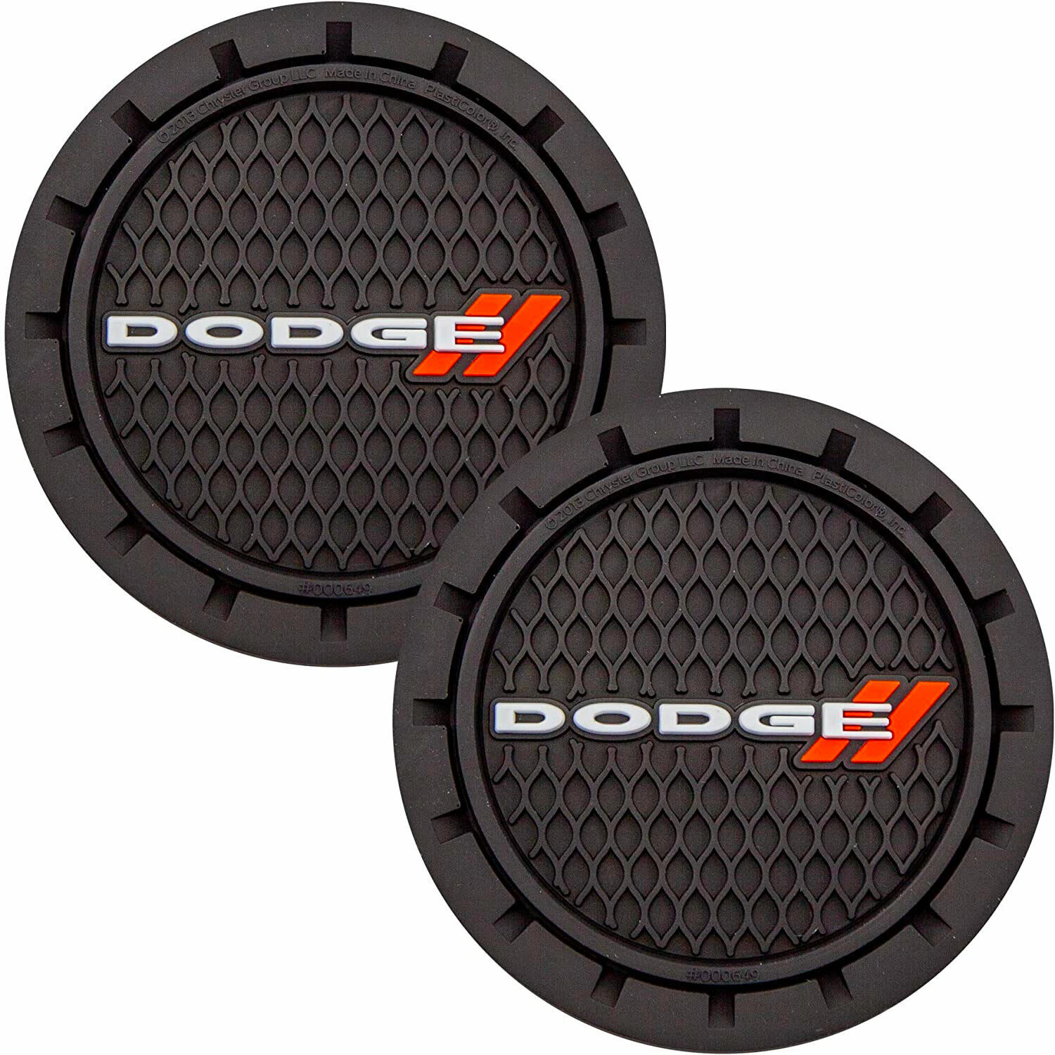 Plasticolor Dodge Car Coaster, 2x Cupholder Coasters with the Dodge Logo