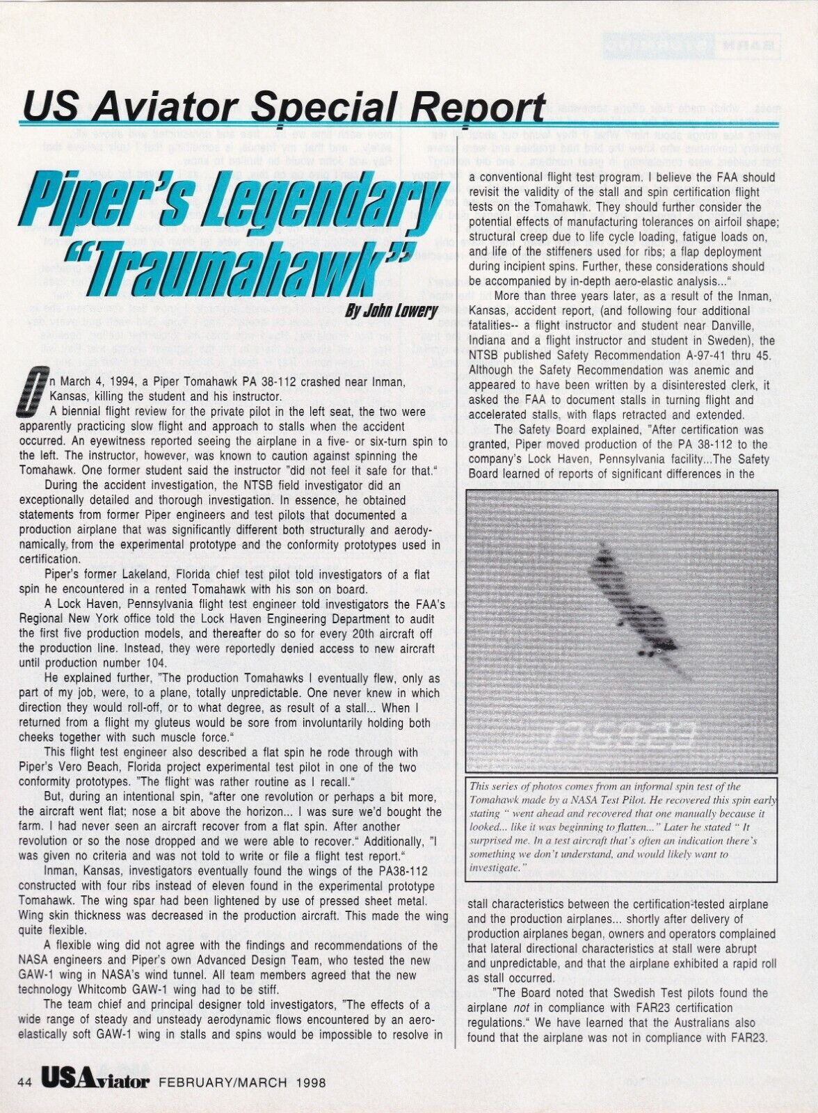 Piper Tomahawk aircraft report 3/14/2022 d