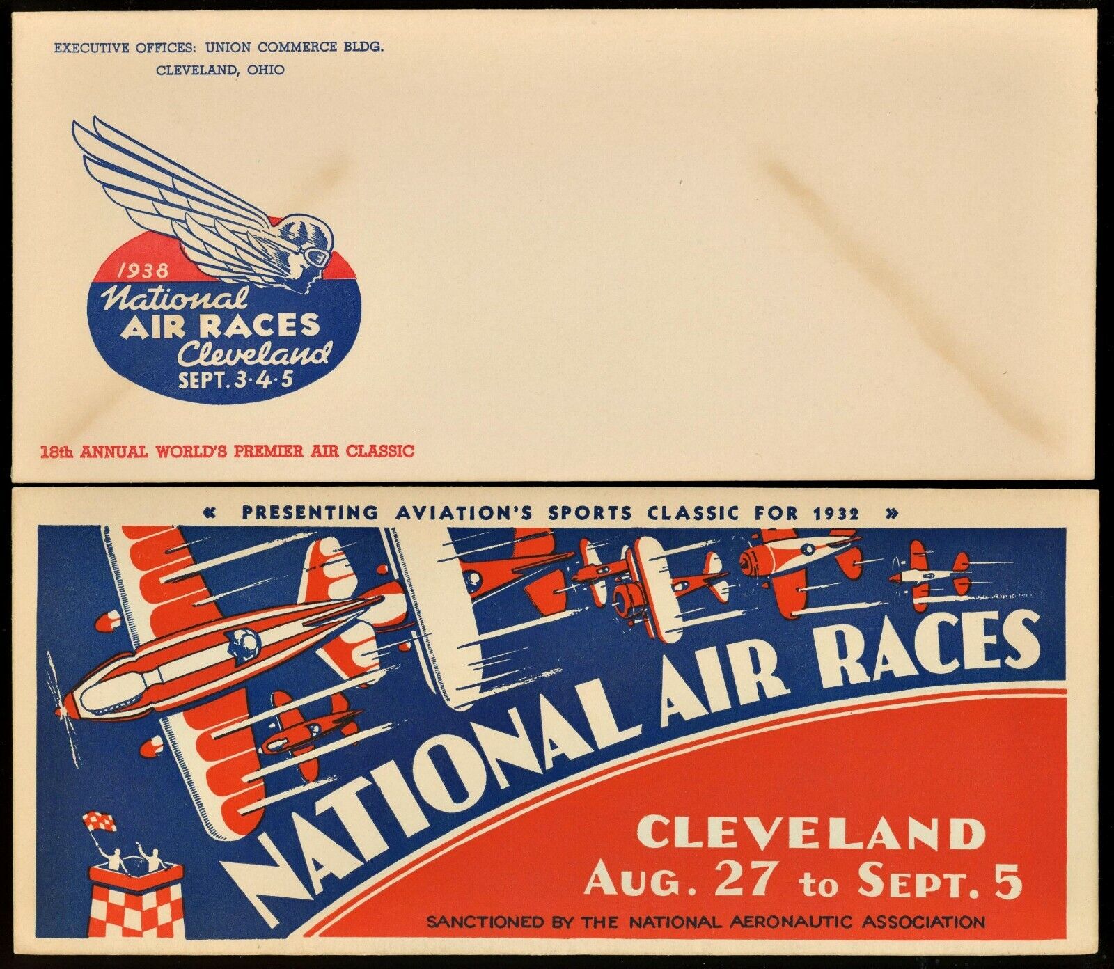 National Air Races, Cleveland 1932 & 1938 Souvenir Envelope 