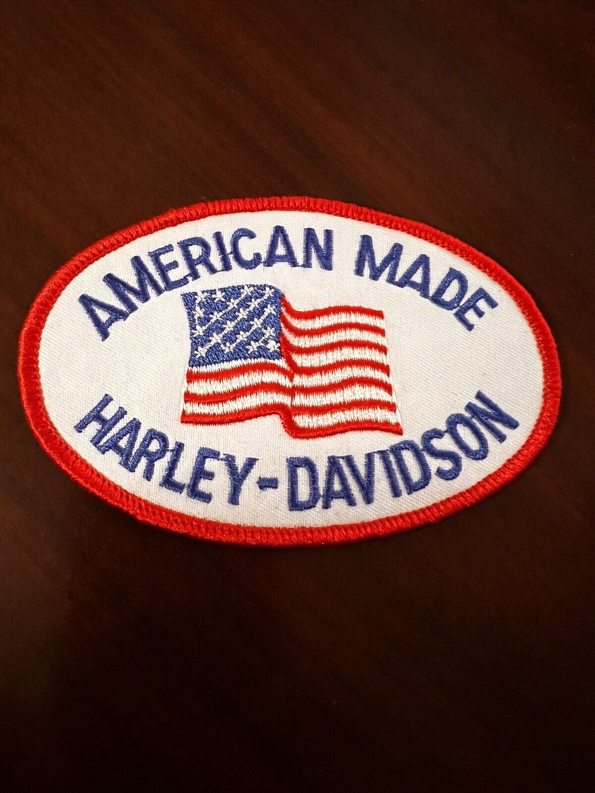 AMERICAN MADE Harley Davidson Motorcycle Flag Patch Vintage Factory HD Hat Vest