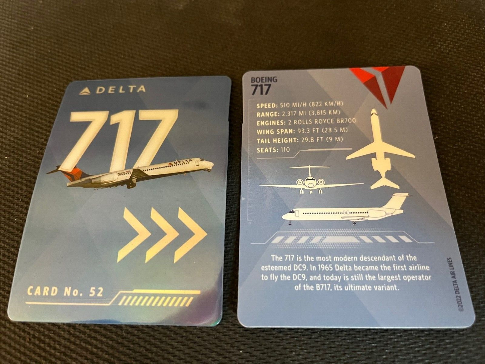Delta Airlines Boeing 717 Trading Card Number 52 (Free Shipping)