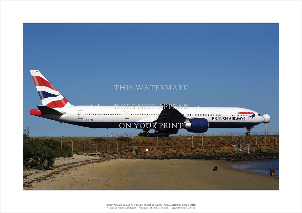 British Airways Boeing 777 A3 Art Print – Sydney 2016 – 42 x 29 cm Poster
