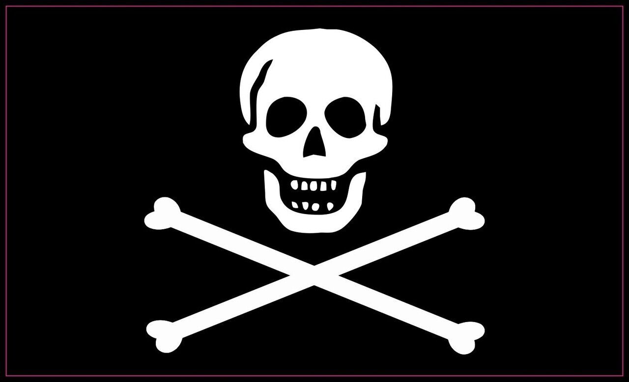 5in x 3in Jolly Roger Pirate Flag Bones Bumper Sticker Decal Stickers Decals