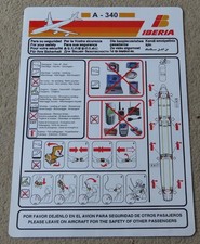 Iberia Airbus A340 Airline Safety Card 2003 picture