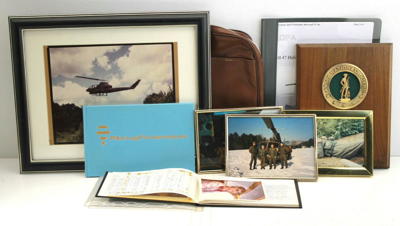 11pc Helicopter Pilot Collection Flight Record Log Book + Photos + Army Plaque++