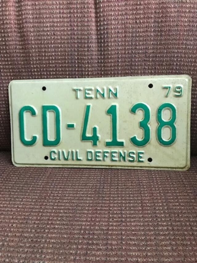 Vintage Tennessee Civil Defense License Plate 1979 New Never Used