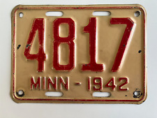 1942 Minnesota License Plate Low Number 4 Digit Shorty All Original picture