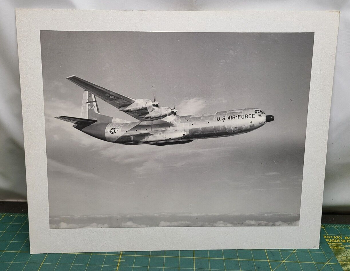 Vtg USAF Douglas C-133 Cargomaster Aviation Aircraft Plane 13x17 Photo Mounted