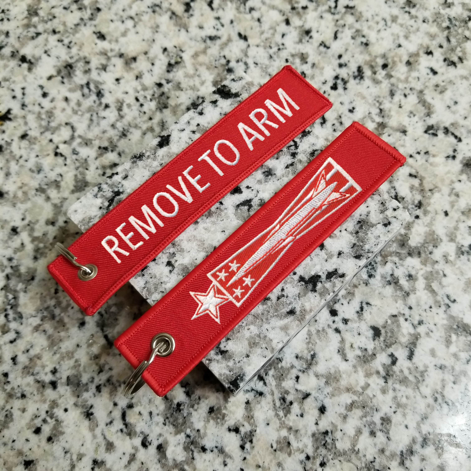 7 Level Missile Maintenance Badge Remove To Arm Keychain, Tag, Streamer 7 Level Missile Maintenance Badge Remove To Arm Keychain, Tag, Streamer
