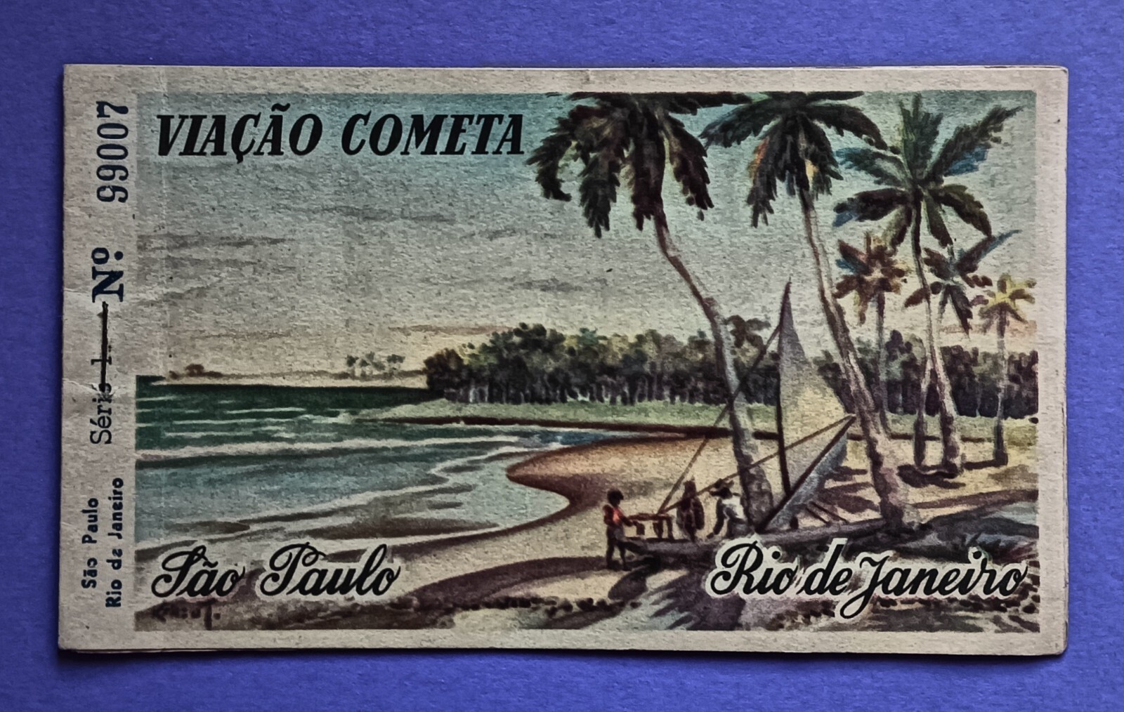bus ticket Viação Cometa BRAZIL São Paulo to Rio de Janeiro 1957 bus ticket Viação Cometa BRAZIL São Paulo to Rio de Janeiro 1957