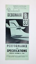 Beechcraft Debonair B33 Performance and Specifications Brochure 1961 Beech picture
