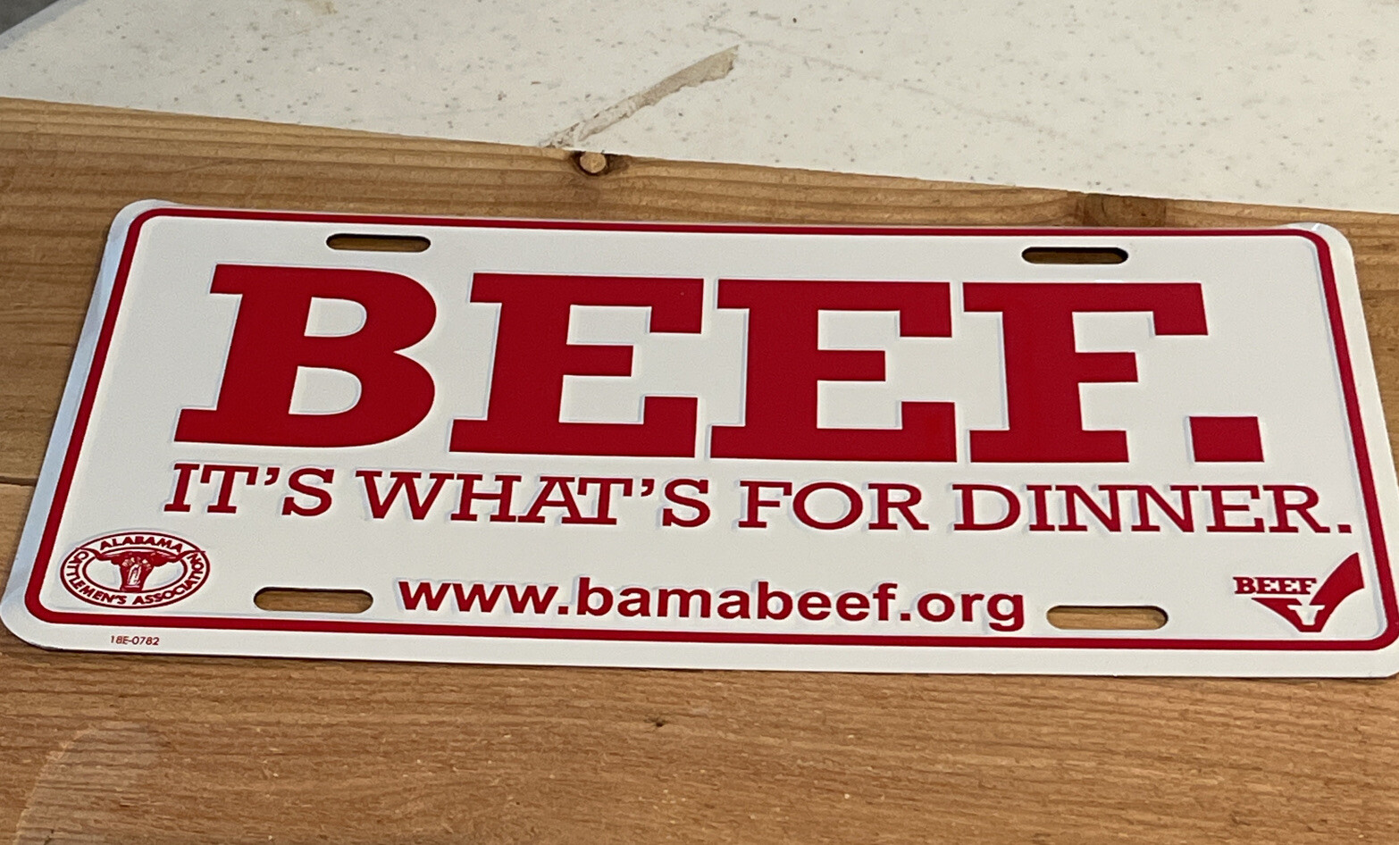 BEEF It\'s What\'s For Dinner METAL License Plate - Red Raised Letters Alabama Eat BEEF It\'s What\'s For Dinner METAL License Plate - Red Raised Letters Alabama Eat