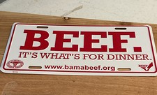 BEEF It's What's For Dinner METAL License Plate - Red Raised Letters Alabama Eat picture