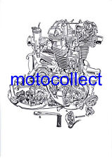 TRIUMPH 650 Unit Engine - Exploded View A3 print - Free Postage to UK picture