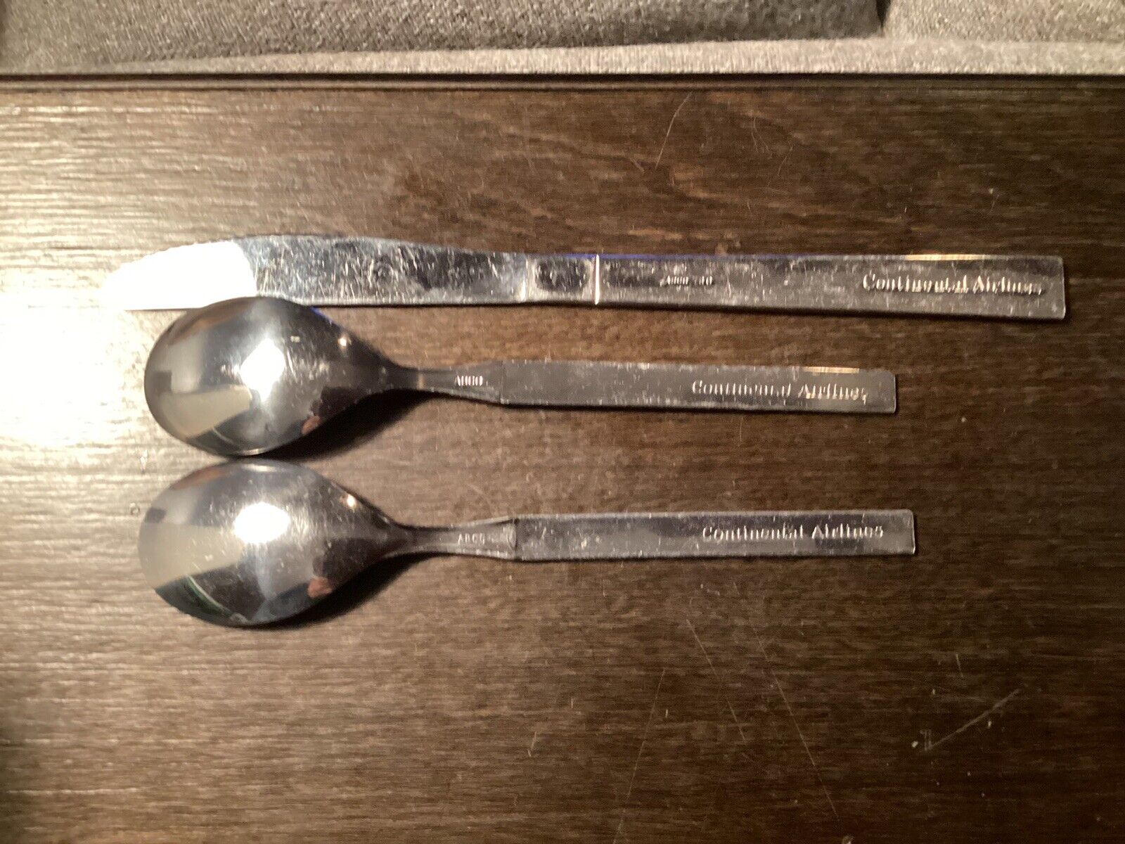 3 Vintage Continental Airlines Airplane Dinner Silverware Cutlery Stainless