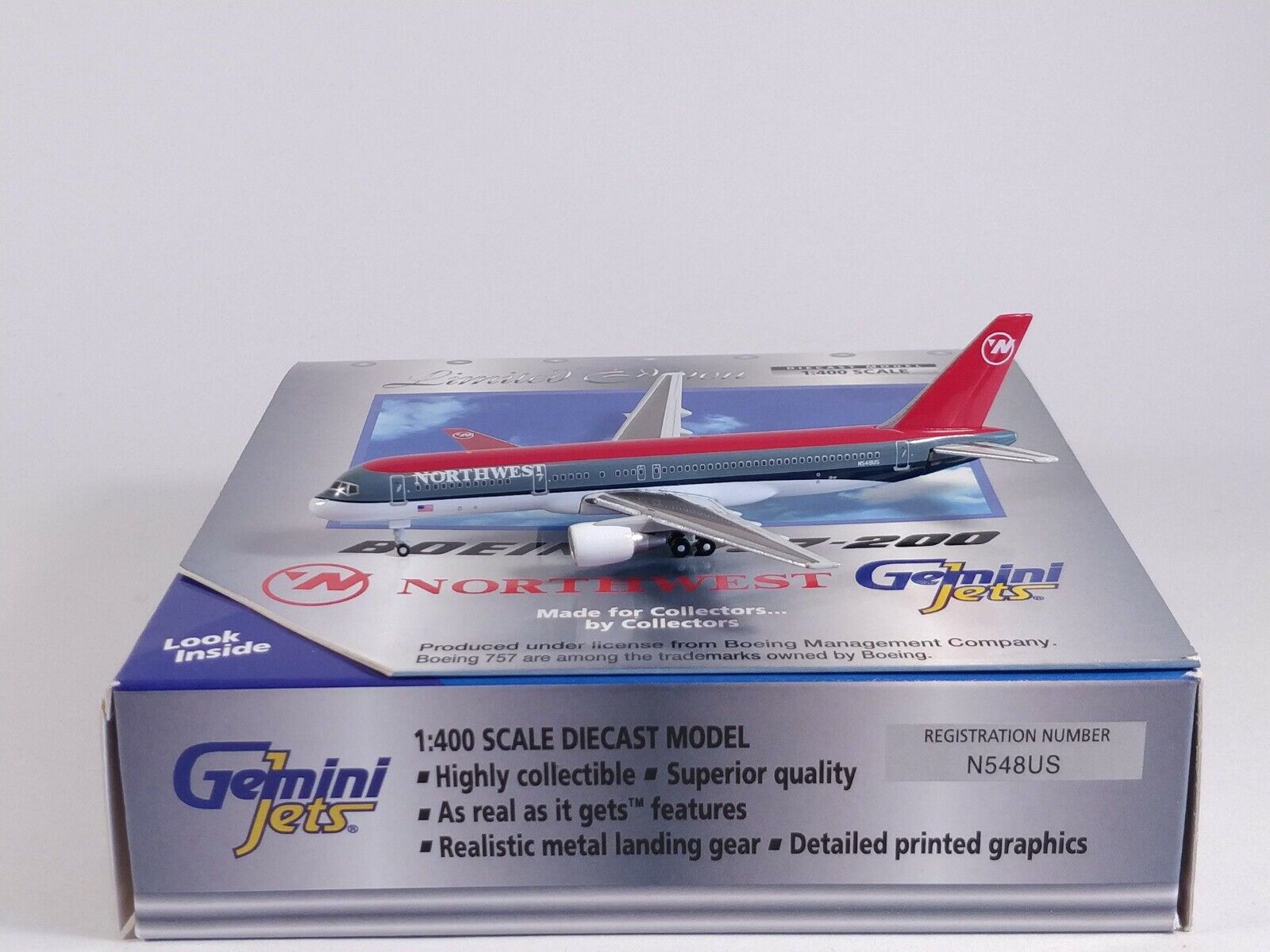 NORTHWEST AIRLINES Boeing 757-200 N548US Aircraft Model 1:400 Scale Gemini Jets
