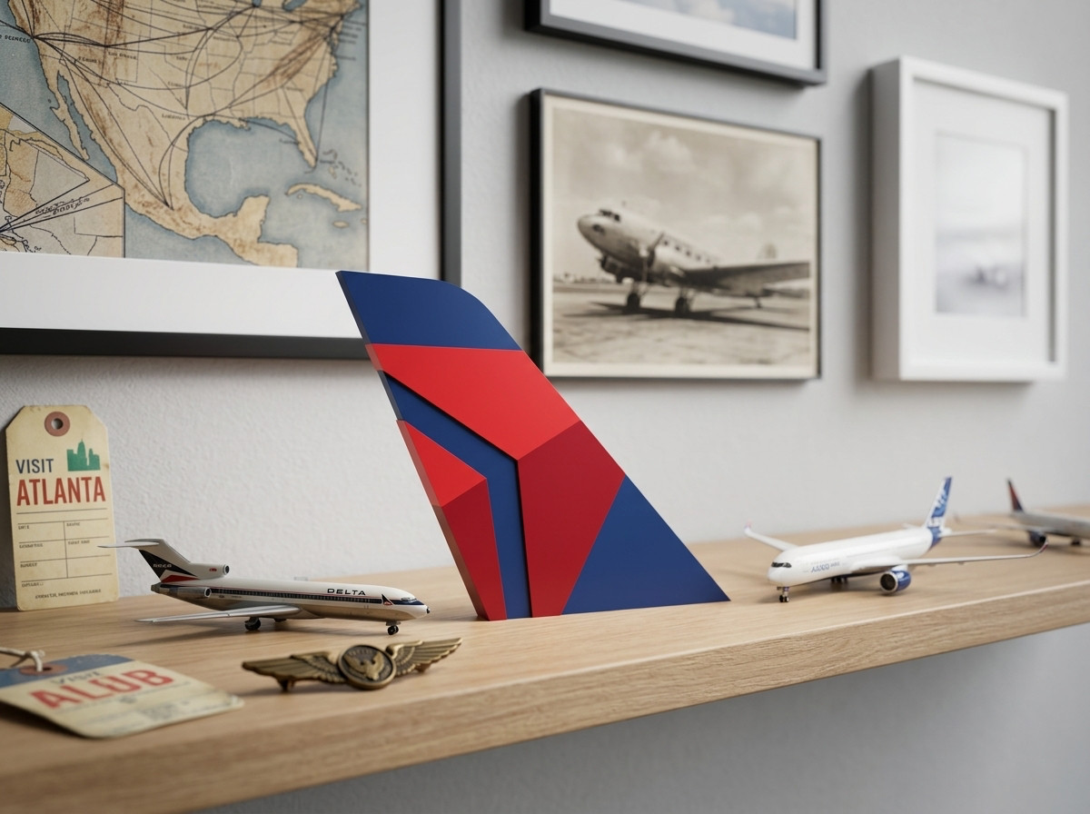 Delta Air Lines Tail Fin Logo 3D Wall Desk Shelf Sign Delta Air Lines Tail Fin Logo 3D Wall Desk Shelf Sign