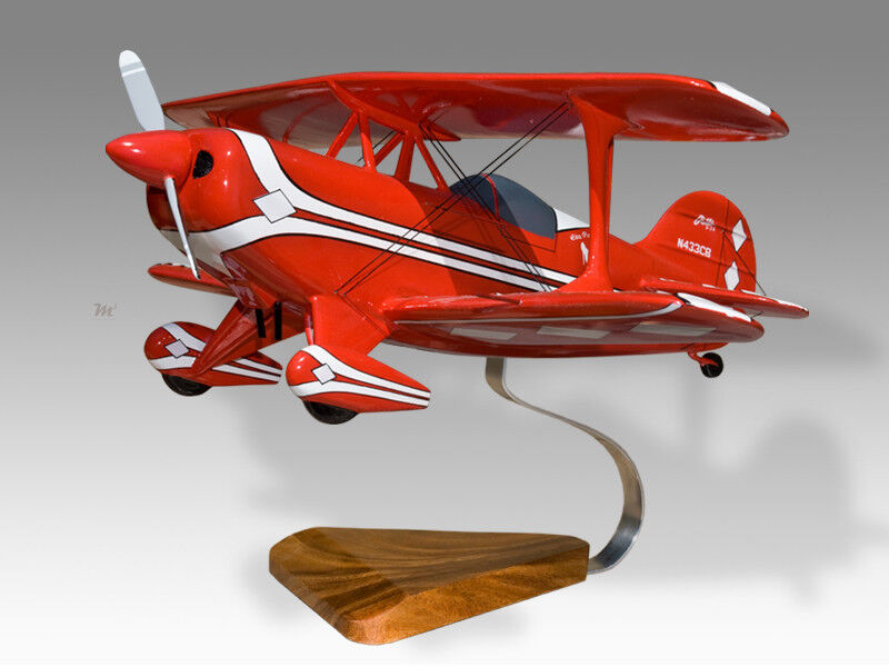 Pitts S-1T N433CB Solid Kiln Dried Mahogany Wood Replica Airplane Desktop Model 