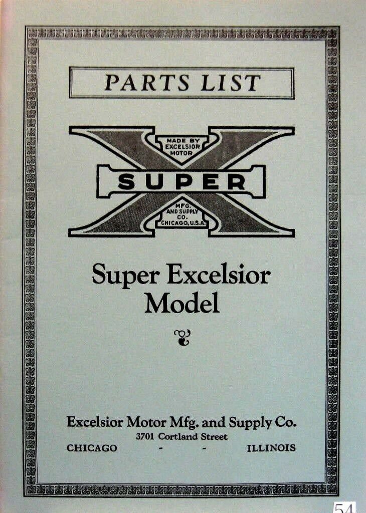 1925-1926 Super Excelsior Model Parts List Fully Illustrated With Part No's Pric