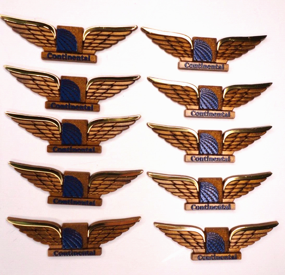 10 Continental Airlines Junior Pilot Wings Blue Gold NIP Q3