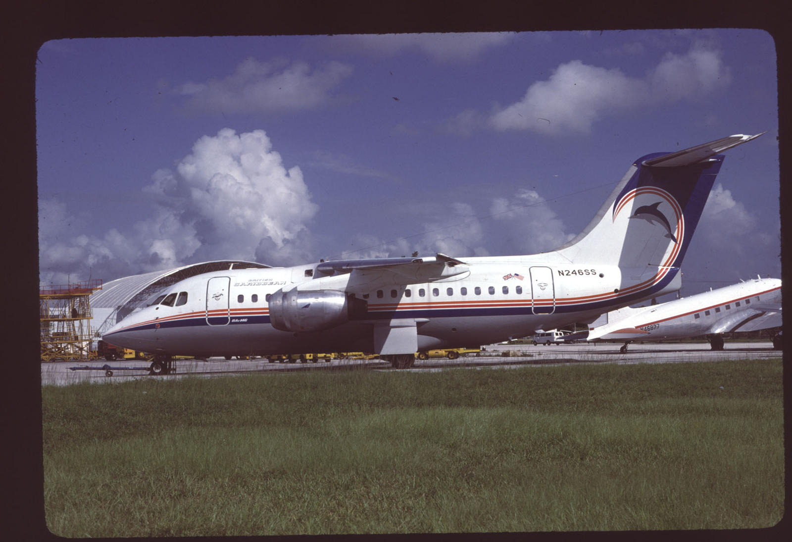 Orig 35mm airline slide British Caribbean Airways BAe 146-100 N246SS Orig 35mm airline slide British Caribbean Airways BAe 146-100 N246SS