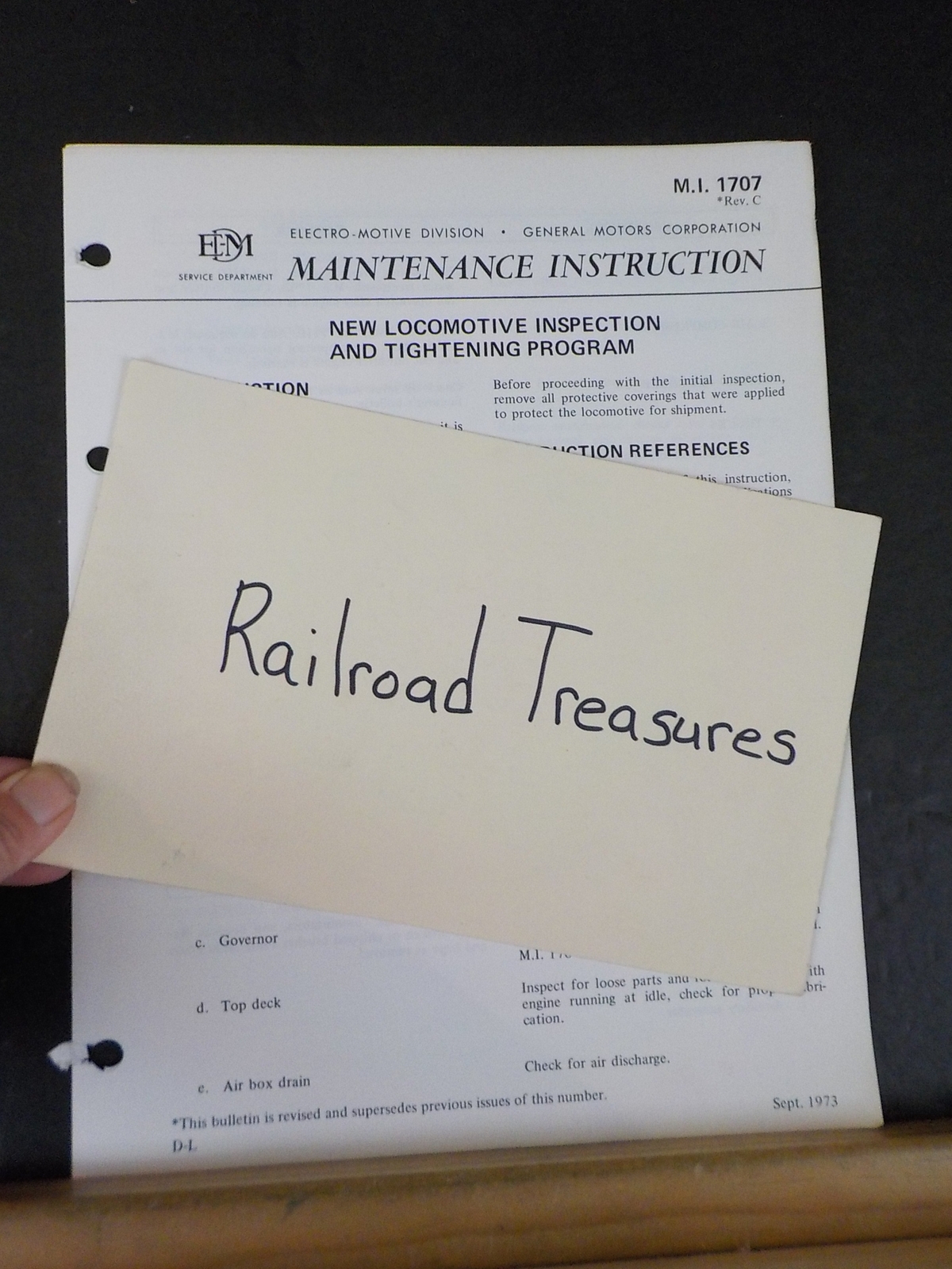 EMD Maintenance Instructions MI 1707 Rev C New locomotive inspection and tighten